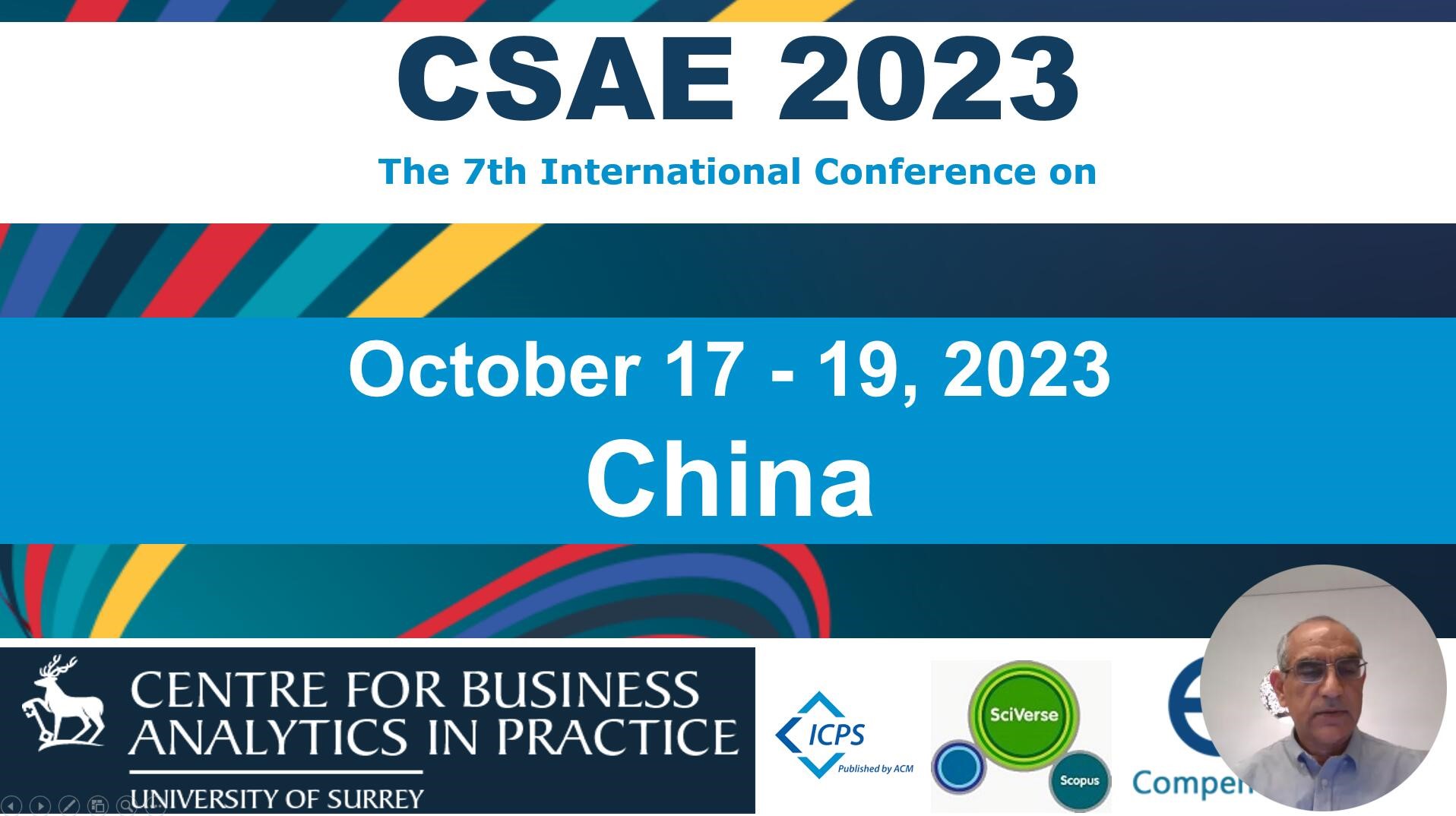The 7th International Conference on Computer Science and Application Engineering (CSAE 2023)